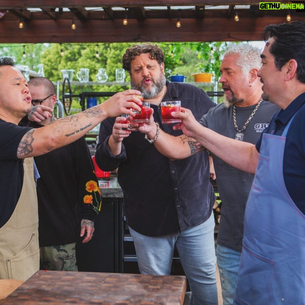 Guy Fieri Instagram - The last time we’re at the Ranch in 2023!! 🔥 Tune in today at 12pm on @foodnetwork for an all new episode of #GuysRanchKitchen 👊🏼🥪