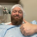 Hafþór Júlíus Björnsson Instagram - WARNING GRAPHIC SURGERY FOOTAGE. Live on my YouTube channel. Wednesday I’m 4 weeks post surgery. Sadly I got an infection 5 days ago resulting in an abscess and had to have a drainage tube inserted. Finally had that removed today. Swipe to see the length of it! 🤯