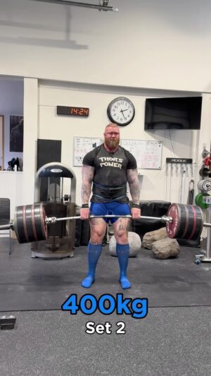 Hafþór Júlíus Björnsson Instagram - 400kg/881lbs for 3 reps 2 sets. Full video live on my YouTube channel! Session powered by @transparentlabs