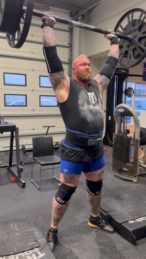 Hafþór Júlíus Björnsson Instagram - 150kg Axle clean & press for 1 rep 2 sets. Improvements every week, strength is back. 11 weeks out! @thorspowergym