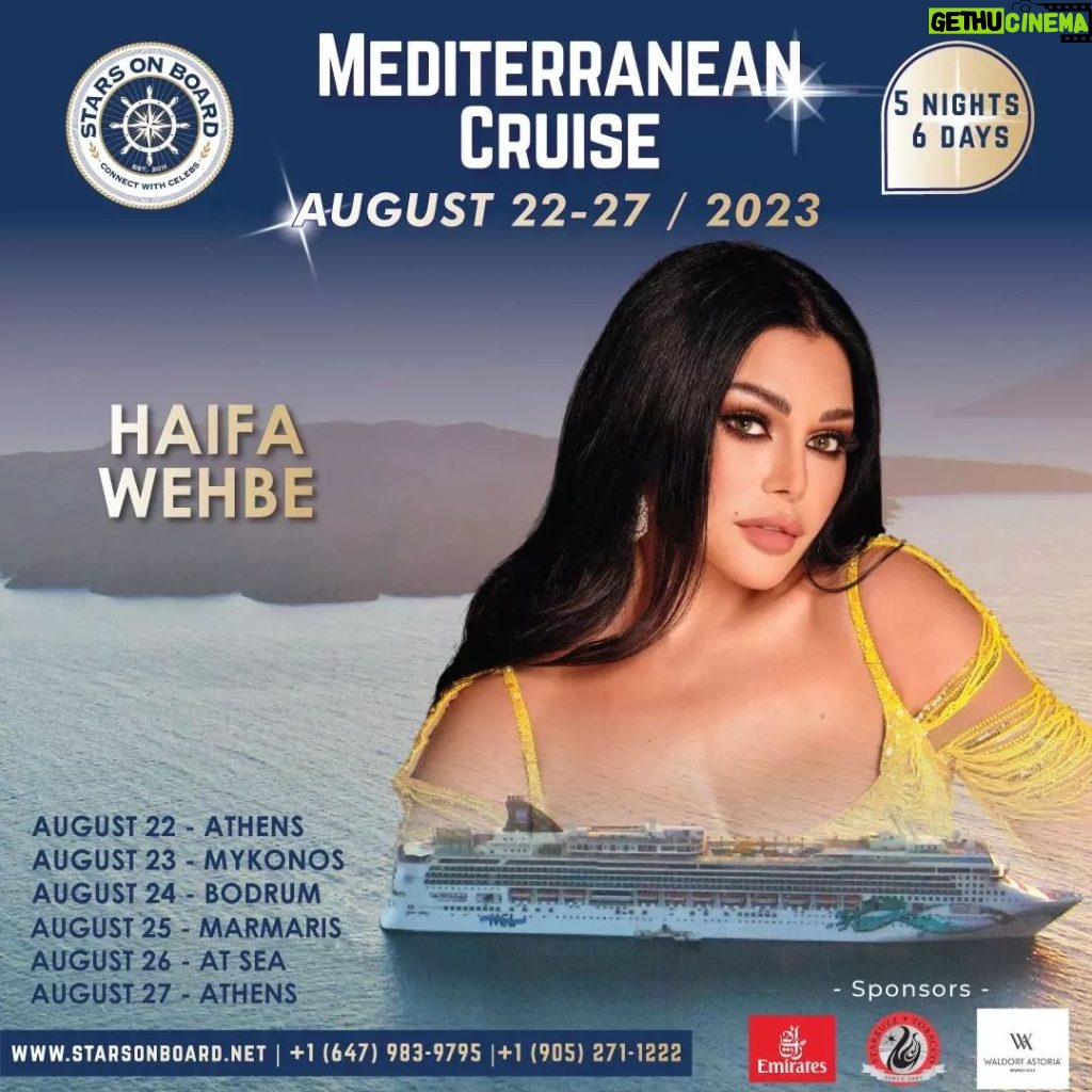 Haifa Wehbe Instagram - 𝑱𝒐𝒊𝒏 𝒎𝒆 𝒐𝒏 𝒕𝒉𝒆 𝑼𝒍𝒕𝒊𝒎𝒂𝒕𝒆 𝑴𝒆𝒅𝒊𝒕𝒆𝒓𝒓𝒂𝒏𝒆𝒂𝒏 𝑪𝒓𝒖𝒊𝒔𝒆 & 𝑳𝒆𝒕'𝒔 𝑺𝒂𝒊𝒍 𝑨𝒘𝒂𝒚! 🏖️ 🌊 Sail away with top Middle Eastern stars on board, as we explore exotic destinations and experience unforgettable performances. Book your tickets now for an exclusive voyage that promises to be the highlight of your year. Don't miss out on this once-in-a-lifetime opportunity! #starsonboard #cruise #cruise2023 #mediterraneancruise #HaifaWehbe