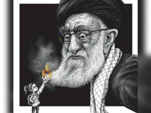 Hamid Farrokhnejad Instagram - اگر اطمینان داشتین اکثریت جامعه به نظام و مشروعیت شما اعتقاد و باور دارند ، هفته ایی یک همه پرسی برگزار میکردید ، این ترس از مراجعه به آرا عمومی ناشی از نبود مشروعیت و جایگاه کلیت نظام در بین مردم است ، حکومت شما یک حکومت تمام شده و تاریخ گذشته است که به ضرب و زور اسلحه و نیروی سرکوب و ارعاب فعلا جایگاه حکومت در ایران را اشغال کرده ، شما یک نظام حکومتی غیر مشروع هستید به نام “جمهوری اسلامی “. شما ایران نیستید . شما میروید و ایران پا برجاست ، حساب تن از رخت جداست ، ایران بزودی جامه نو بر خود خواهد دید .
کاریکاتور از رضا جوزانی