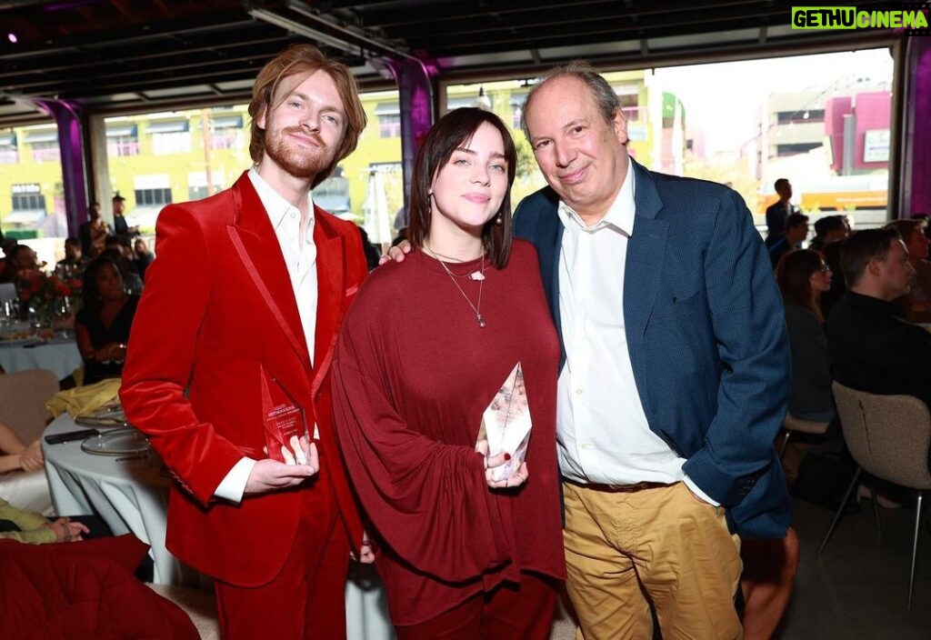 Hans Zimmer Instagram - It’s always fun to see @BillieEilish and @Finneas, but it’s even more fun to present a #VarietyHitmakers award to them for Film Song of the Year!! 🎶 They won the award for #NoTimeToDie which — no big deal — they also won a GRAMMY for too. Loved seeing you both!!