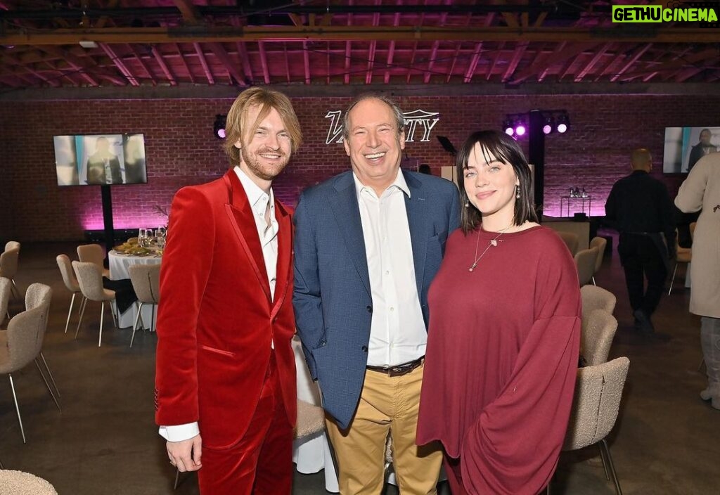 Hans Zimmer Instagram - It’s always fun to see @BillieEilish and @Finneas, but it’s even more fun to present a #VarietyHitmakers award to them for Film Song of the Year!! 🎶 They won the award for #NoTimeToDie which — no big deal — they also won a GRAMMY for too. Loved seeing you both!!