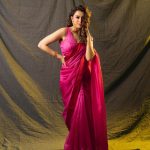 Hansika Motwani Instagram - 🌷 • • • Styled by: @niru05_raghupathy Saree:@surmaye_ Earings:@qisbyashmeet @ascend.rohank Bangle:@minerali_store Photography:@prachuprashanth Hmu: @rupeshryadav @rachaelstylesmith Styling team: @ipshitaa.arora @saigopalchikkala_cine_costumer @rekha1210 #guardian #promotions