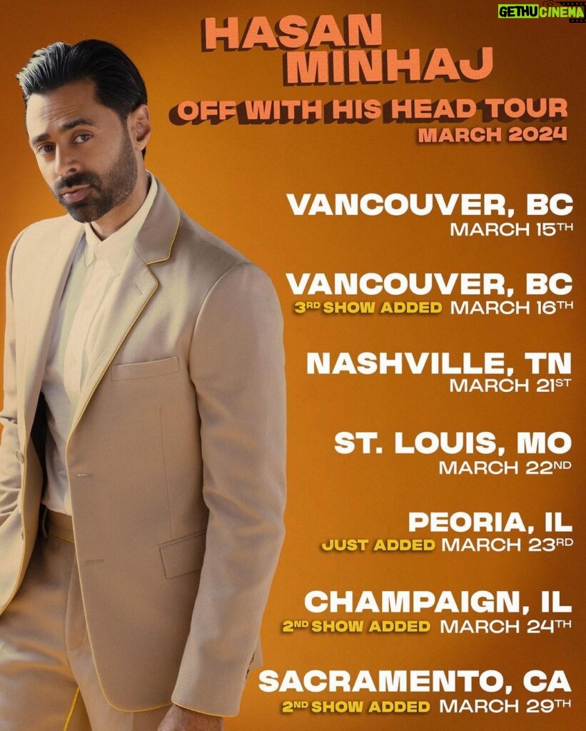Hasan Minhaj Instagram - Medjool Minhaj coming to your city this March. I prefer pitted dates to non-pitted. I believe the inconvenience is worth the taste profile. I also need to let you know I stole this suit from a Verizon commercial I shot last year. Hope everyone is having a blessed month. 🤲🏽⁣ ⁣ VANCOUVER (3RD SHOW ADDED) ⁣⁣ PEORIA, IL (NEW SHOW ADDED) ⁣⁣ CHAMPAIGN, IL (2ND SHOW ADDED)⁣ SACRAMENTO, CA (2ND SHOW ADDED)