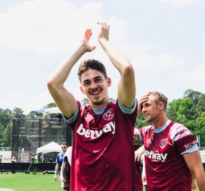 Hero Fiennes Tiffin Instagram - This last month or so has been surreal.

Penultimate episode of @socceram with @kreptandkonan and @neilrazorruddock25 
Then met the man himself @declanrice at the last home game of the season, before being asked by the amazing @westham staff if I want to come train with the boys at rush green and maybe play in the @tst7v7 tournament in NC (silly question). I had the time of my life out there. I’ve grown up watching all these guys play for the club I love, and they say never meet your idols, but these boys have exceeded any expectations I could’ve had of them. I also had tickets to Prague for the final so spent 24 hours at home, before waiting at Gatwick airport for 5 hours as the flight was delayed and would’ve got us in around full time. So we bit the bullet and joined the rest of the boys at a pub back home to watch the game. And what a game it was. Bubbles didn’t fade, fortunes didn’t hide, West Ham are massive, Bowens on fire, and I am one lucky lad. ⚒️❤️

Huge thank you to 
@socceram 
@westham staff and players
@tst7v7