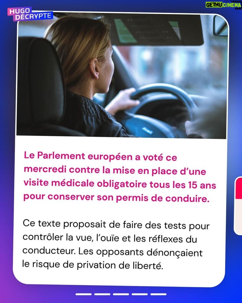 Hugo Travers Instagram - 🚨 En 1 minute, votre résumé de l’actualité du jour 🚨 . 📧 Pour suivre la newsletter : https://hugodecry.pt/newsletter . 🍿 Pour suivre l’actu culture : @hugodecrypte.pop . 🏋️ Pour suivre l’actu sport : @hugodecrypte.sport . SHOUTOUT à @alban_dmls et @gael_pcd pour leur participation au débat ! . Tous les jours, on met en avant deux participants du débat. Pour participer : like + débat En commentaire. . Êtes-vous favorable à l’instauration d’une visite médicale obligatoire tous les 15 ans pour conserver son permis de conduire ? 🧐 . Commentez oui/non/sans opinion suivie de vos éventuels arguments, résultats dans l’édition de demain ! . Couverture : ©Abaca Actu 1 : ©Abaca I Le Parisien, Franceinfo, France 24 Actu 2 :©Abaca I Le Monde, Les Echos, Franceinfo Actu 3 : Sud Ouest, Libération, HuffPost Actu 4 : HuffPost, Franceinfo, L’internaute Actu 5 : Ouest-France, Le Point, Le Parisien