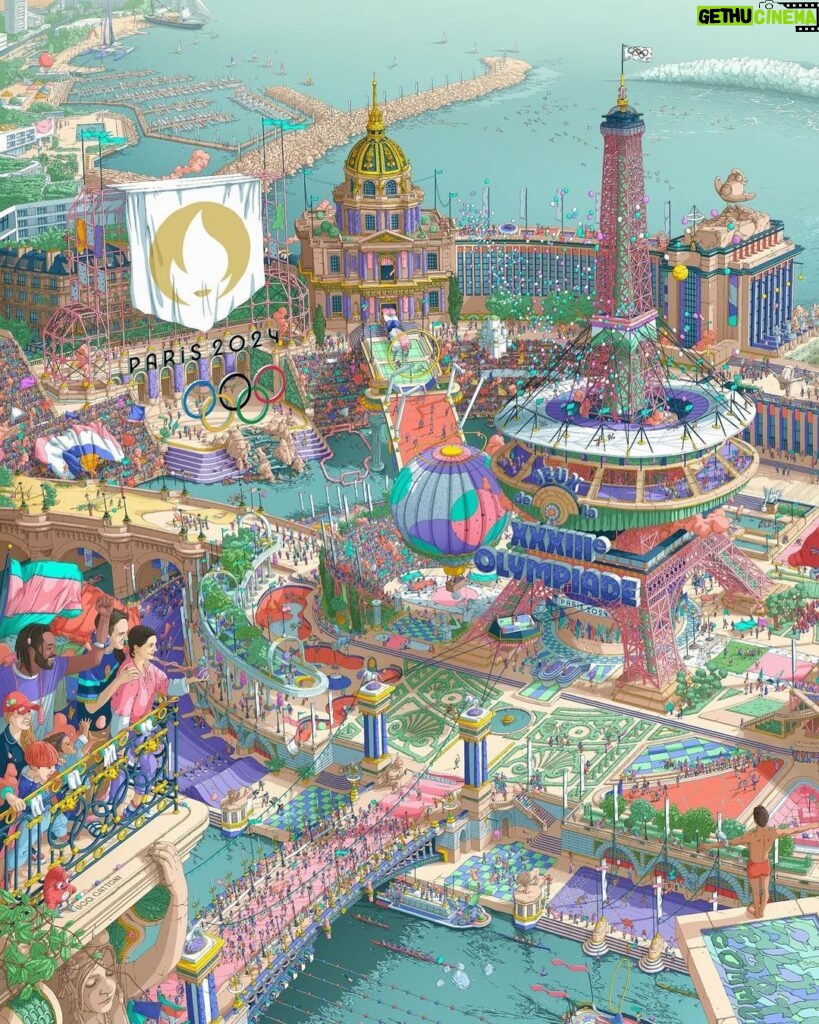 Hugo Travers Instagram - L’affiche officielle des Jeux Olympiques et Paralympiques 2024 est sortie ⬆ @paris2024 ✏ L’auteur : le dessinateur Ugo Gattoni