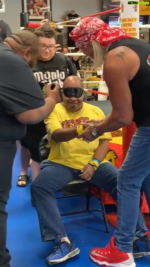 Hulk Hogan Instagram - Jerry Cram, a remarkable individual who has been sending me letters every week for the past five years, is a Hulkamaniac who holds a special place in my heart. 💪 This past weekend, we had the opportunity to surprise him at my autograph signing in Orlando. Jerry, who faces various challenges through his disabilities, couldn't believe his eyes when the blindfold was removed. The sheer joy and gratitude radiating from his face touched me deeply. His enthusiasm reminds me of the incredible impact we can have on each other's lives. Jerry's story serves as a powerful testament to the strength and resilience of the human spirit. Let's continue spreading love, compassion, and positivity, my Hulkamaniacs. 💪😎 Hogan's Beach Shop Orlando