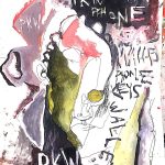 Hunter Schafer Instagram - acrylic/ink work from last Sunday during which I had lost all 3 components of the PKW device (phone keys AND wallet) and was at the mercy of nyc with my notebook for directions and shifty mta scamming tactics.