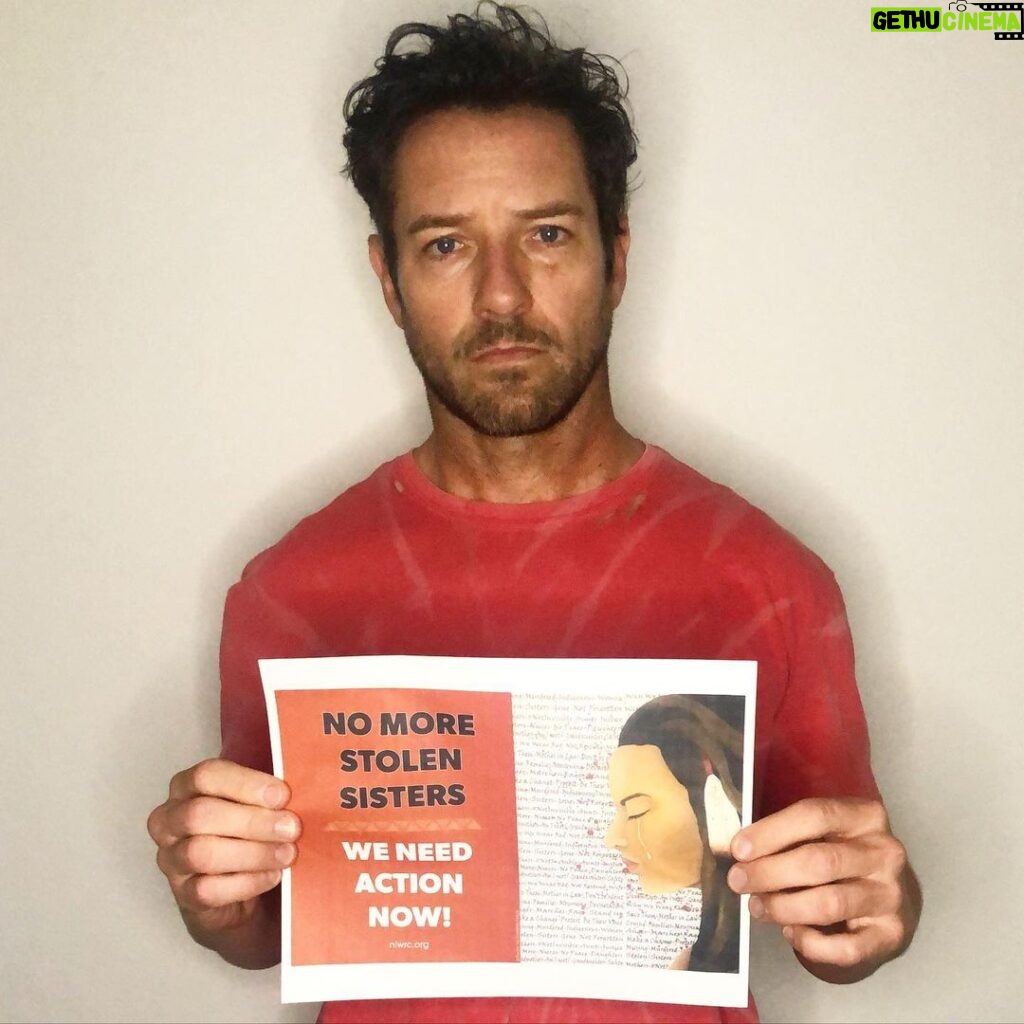 Ian Bohen Instagram - On some reservations, the murder rate of Indigenous women is 10x the national average. Enough is enough! We're wearing red to join @niwrc in honoring & calling for justice for missing & murdered Indigenous women & girls. Follow #MMIWGActionNow! Donate: niwrc.org/donate