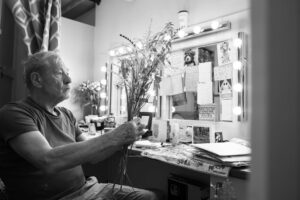 Ian McKellen Instagram - Arranging flowers for King Lear last year at the Duke of York’s theatre.