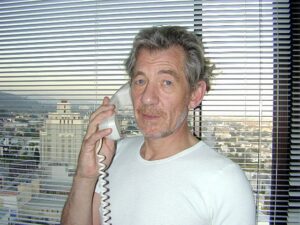 Ian McKellen Instagram - #TBT 10 April 2000, on a direct line to Yahoo! HQ (remember when phones had cords?). They were taking questions online, which I answered on the phone, to be typed in by somebody else at Yahoo! My first Internet "chat" though by that time my website was already 3 years old!
