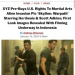 Iko Uwais Instagram - Excited to announce another fantastic movie featuring our founder, @iko.uwais , alongside @thescottadkins . Directed by @liamodin , produced by @stepchild77 , and cinematography by @johnradel_acs . Get ready for an alien invasion! 🎬👽 #comingsoon