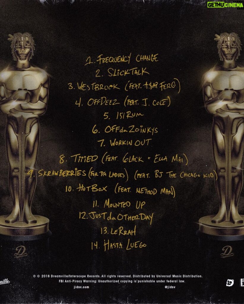 J.I.D Instagram - Dicaprio2 dropped today 3years ago, I was leaving China and the project dropped while we were in South Africa, this was a crazy time..what was your favorite song from this ? (and do u know what the forever story is?👀)