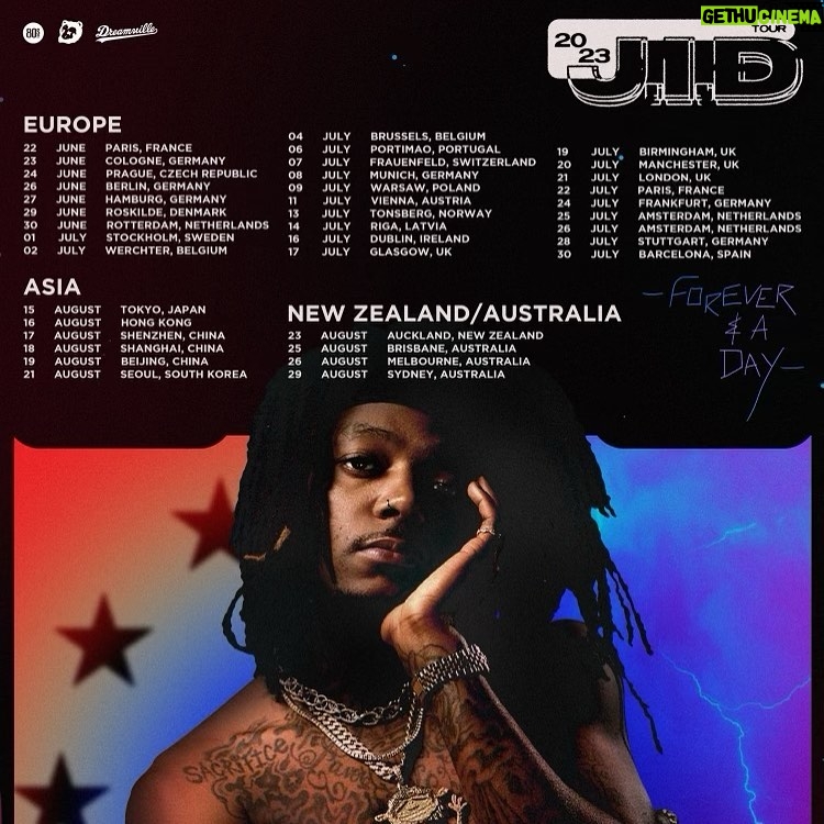J.I.D Instagram - We coming New Zealand/Australia and Asia… tickets are live now!!! Don’t miss it !!!!!!
