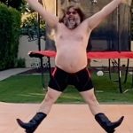 Jack Black Instagram - #StayAtHome Dance ✂️ @taylorstephens 📹 @therealimaginarybear New #JablinskiGames is live. Link in bio. Los Angeles, California