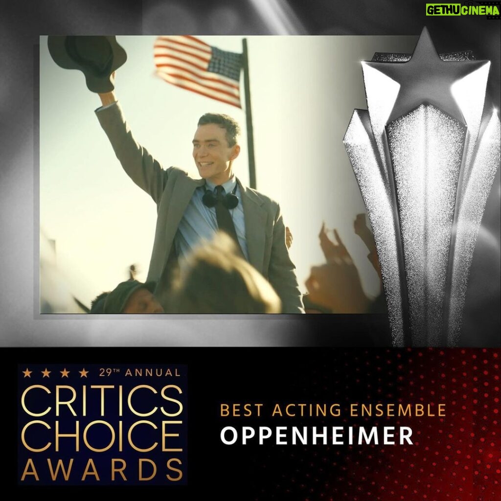 Jack Quaid Instagram - This one’s for the Oppenhomies! Thanks @criticschoice! So proud to be a part of such an incredible ensemble of actors. #oppenhomies #oppenheimer
