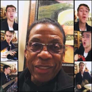 Jacob Collier Instagram - Happy 83rd birthday to the youngest man I know - purveyor of finest butter notes and fellow out-geeker on minor 9ths. I love you with my whole heart, and I’m eternally glad you visited this planet to twist up our harmonic brains and fill up our human hearts. You’re the greatest, @herbiehancock ❤️‍🔥