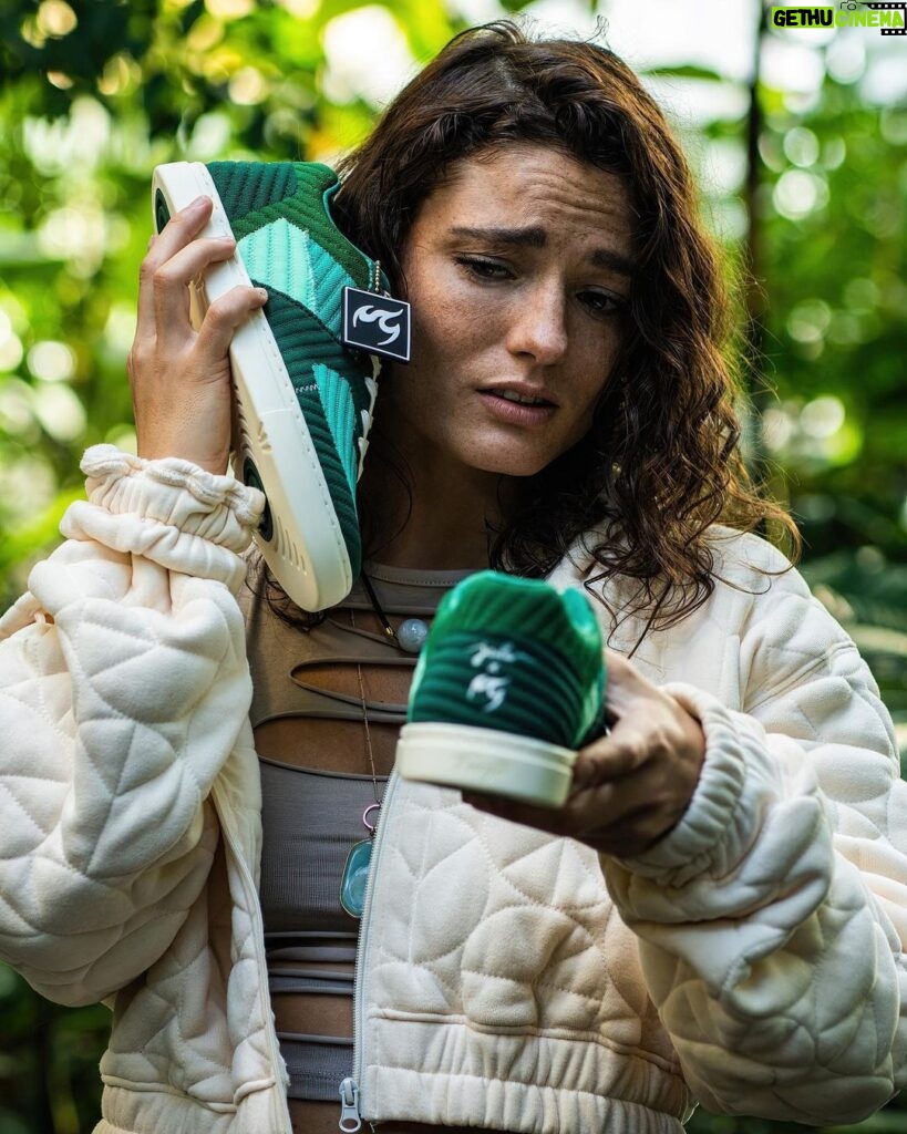 Jade Chynoweth Instagram - Link in bio to cop the Jade Stone 1s🌿🌱 Shipped worldwide Made from recycled plastic, bringing in elements of nature, and adorned with a real raw Jade stone! I designed these myself with my broski @jagerchynoweth2 @fuego.dance really brought our ideas to life!🥺🙏🏼 Link in bio!!!! Or head over to @fuego.dance ‘s website💚