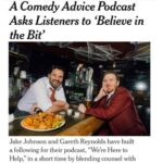 Jake Johnson Instagram - Thx @nytimes for featuring our podcast We’re Here To Help @heretohelppod @reynoldsgareth @kevinjbartelt We appreciate you reaching out and writing this article @melina.delkic & for the calls you sat through with us. And for those asking the wings are from Ye Rustic Inn in Los Feliz. They’re incredible. Link in bio