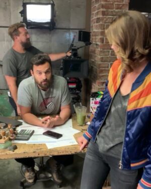Jake Johnson Instagram - #Stumptown tonight. We learn how Dex & Greyson first met. And @cobiesmulders wears a cool jacket & I wear a @trailblazers shirt because why not? #NBA @3jmccollum