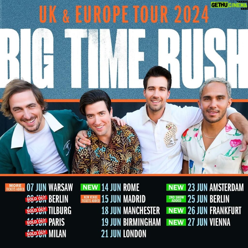 James Maslow Instagram - Shows added and venues expanded! Pumped to see even more of y’all in the UK and Europe 🤙🏼 Pre-sale Monday. On-sale Wednesday.