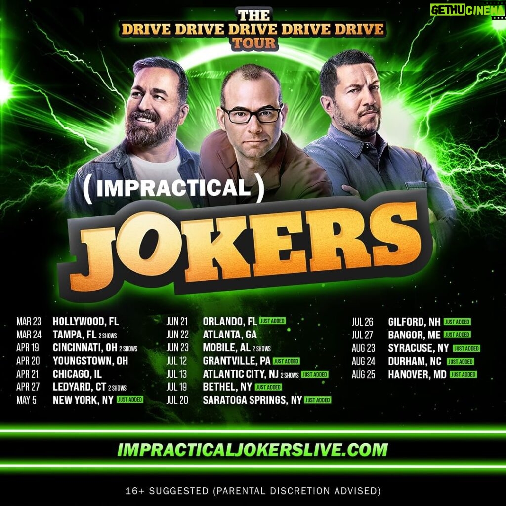 James Murray Instagram - Tickets are now ON SALE for our 2024 Impractical Jokers LIVE Tour! Get ‘em here: www.ImpracticalJokersLive.com Cities include: March 23: Hollywood, FL March 24: Tampa, FL April 19: Cincinnati April 20: Youngstown, OH April 21: Chicago April 27: Ledyard, CT May 5: NYC / RADIO CITY MUSIC HALL! June 21: Orlando June 22: Atlanta June 23: Mobile, AL July 12: Grantville, PA July 13: Atlantic City July 19: Bethel, NY July 20: Saratoga Springs, NY July 26: Gilford, NH July 27: Bangor, ME Aug. 23: Syracuse, NY Aug. 24: Durham, NC Aug. 25: Hanover, MD