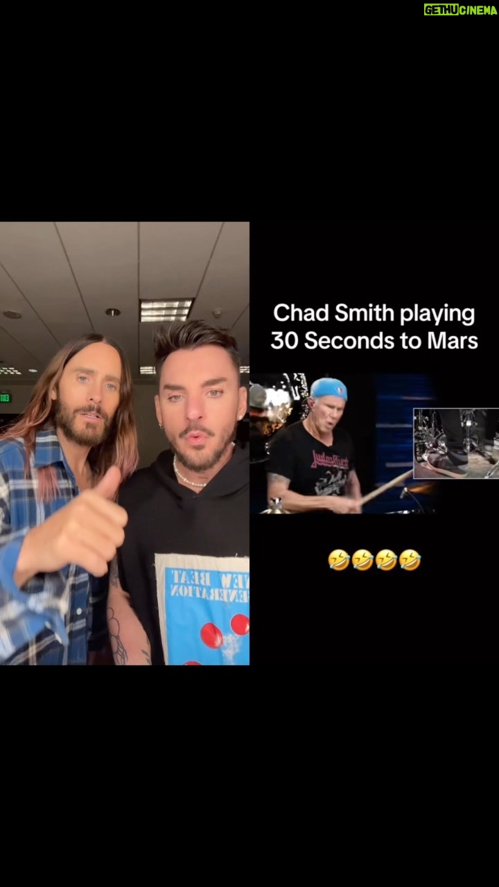 Jared Leto Instagram - Finally had a chance to react to the incredible @chadsmithofficial video 🥁🕺🏻🕺🏻🌶️🙏🏼 @chilipeppers