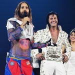Jared Leto Instagram - Met Elvis last night in Vegas 🕺🏻🕺🏻 @iheartradio #iheartfestival2023