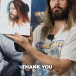 Jared Leto Instagram - Sat down for a painting with @devonrodriguezart…holy guacamole this guy is talented! 🖼️ 🎨