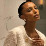 Jasmine Tookes Instagram - Dolled up for an evening with @esteelauder 🤎 Makeup by me.