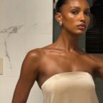 Jasmine Tookes Instagram - Dolled up for an evening with @esteelauder 🤎 Makeup by me.