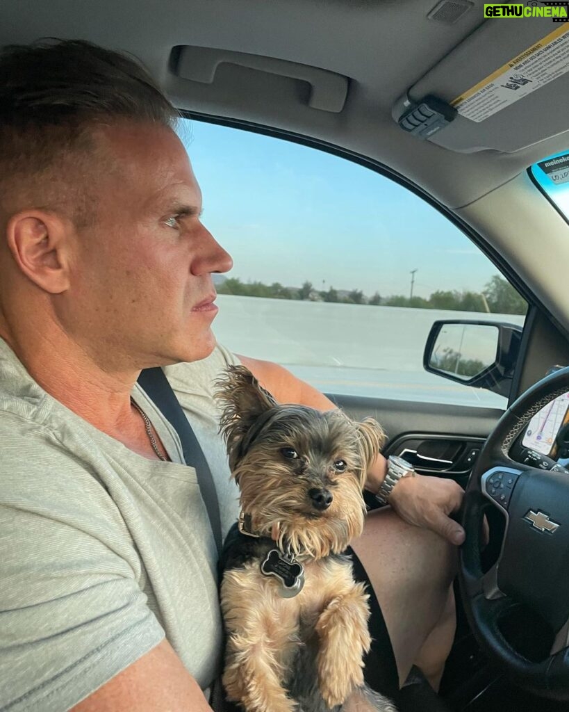 Jay Cutler Instagram - Always my co pilot Hope everyone’s Monday is off to an amazing start!! 😇 Interstate15 Freeway Southbound