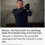 Jeff Bezos Instagram - New @007 film is amazing and fun. Loved it, and I miss Daniel Craig already. Can’t wait to see who Barbara Broccoli and Michael Wilson pick next.