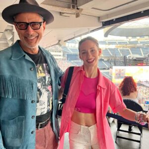 Jeff Goldblum Instagram - “Fever dream high in the quiet of the night, you know that I caught it…!” 🤩🙌🏼💋🦋🌺🌈🌸✨🍓🍦🎟️🌅💎🔮🪬🔑🎀🪄🩷🩵🤍 @emiliegoldblum @taylorswift @sofi #ErasTour