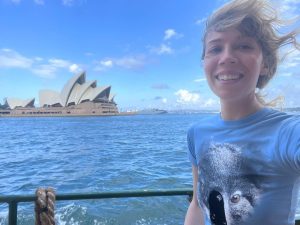 Jennette McCurdy Instagram - speaking at the sydney opera house was unforgettable !! years ago, i hit what i consider my “rock bottom” in australia, in the backseat of an uber, while looking at the sydney opera house from afar, down a tooth and a lot of hope, fresh off purging my tim tams. i was at a place where i didn’t really believe things could get better, but knew if there was any chance of that happening, of things changing, that i was gonna have to start by changing the only thing i had any control over: myself. 

to have gone back to australia now, years later, under completely different circumstances - for a career i am proud of and, more importantly, as a person i am proud of - and to connect with an audience in a real, meaningful way (IN THE FUCKING SYDNEY OPERA HOUSE ITSELF !! ) was a once-in-a-lifetime moment for me. 

thanks to the @sydneyoperahouse for having me out, to @rosiewaterland for conducting an incredibly nuanced and thoughtful conversation with grace and humor and everything in between, and of course to every one of you who came out to the event. you were an insightful, good-humored bunch and i’m so glad and grateful to have spent some time with you. 

afterward, i celebrated with a half-sleeve of tim tams, all of which remain unpurged. 

ps yes my trip aesthetic was “full tourist”.