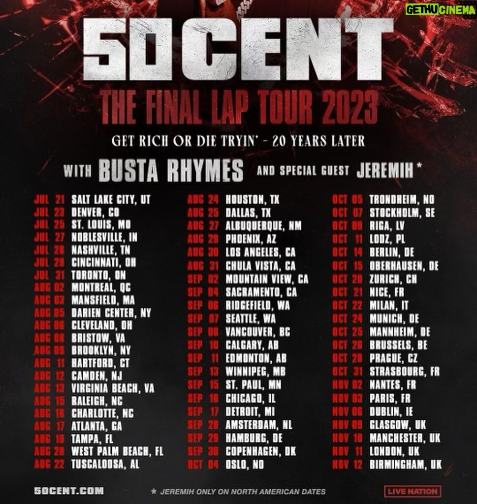 Jeremih Instagram - The Final Lap Tour w’ @50cent x @bustarhymes - ticket link in bio ‼