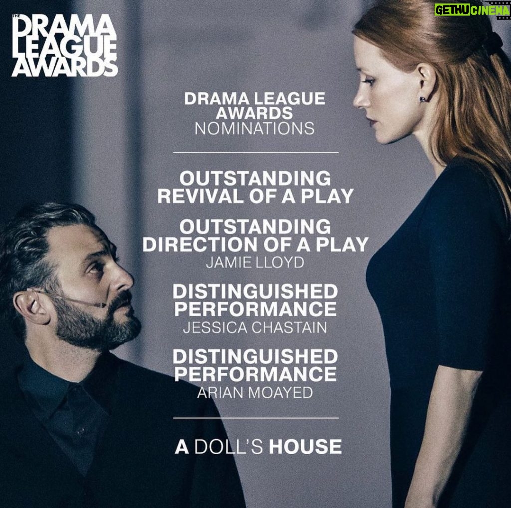 Jessica Chastain Instagram - What a week for @adollshousebway 🖤🎉 I am over the moon!!!! Congrats to all other nominees! It’s the most incredible community and I’m honored to be shoulder to shoulder with you. Thank you @jamielloyd for getting me back onstage and agreeing to do this in NY. There’s only 6 more weeks to to see @adollshousebway Hope to see you all ❤