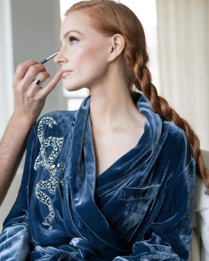 Jessica Chastain Instagram - If you see me out in public wearing this @oliviavonhalle robe no you didn’t 😏

📸 @renatocampora