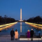 Jill Biden Instagram - As we come together offering light and the ringing of bells, to those grieving loved ones lost to COVID-19, always know you are in our hearts. Lincoln Memorial Reflecting Pool