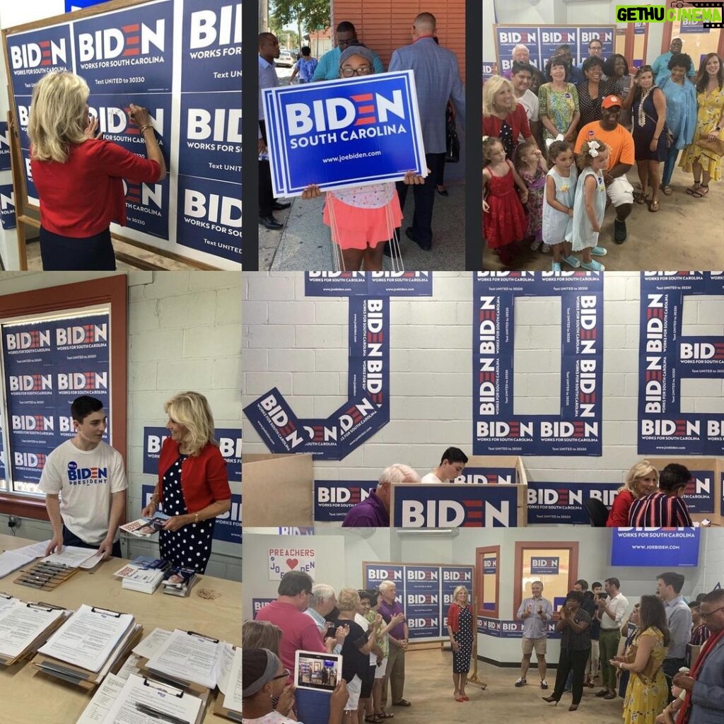 Jill Biden Instagram - Every knock, every phone call, and every conversation matter — all of these small moments add up to something bigger than all of us. South Carolina is fired up and ready for Joe! Thank you, #TeamJoe — together we will win! North Charleston, South Carolina