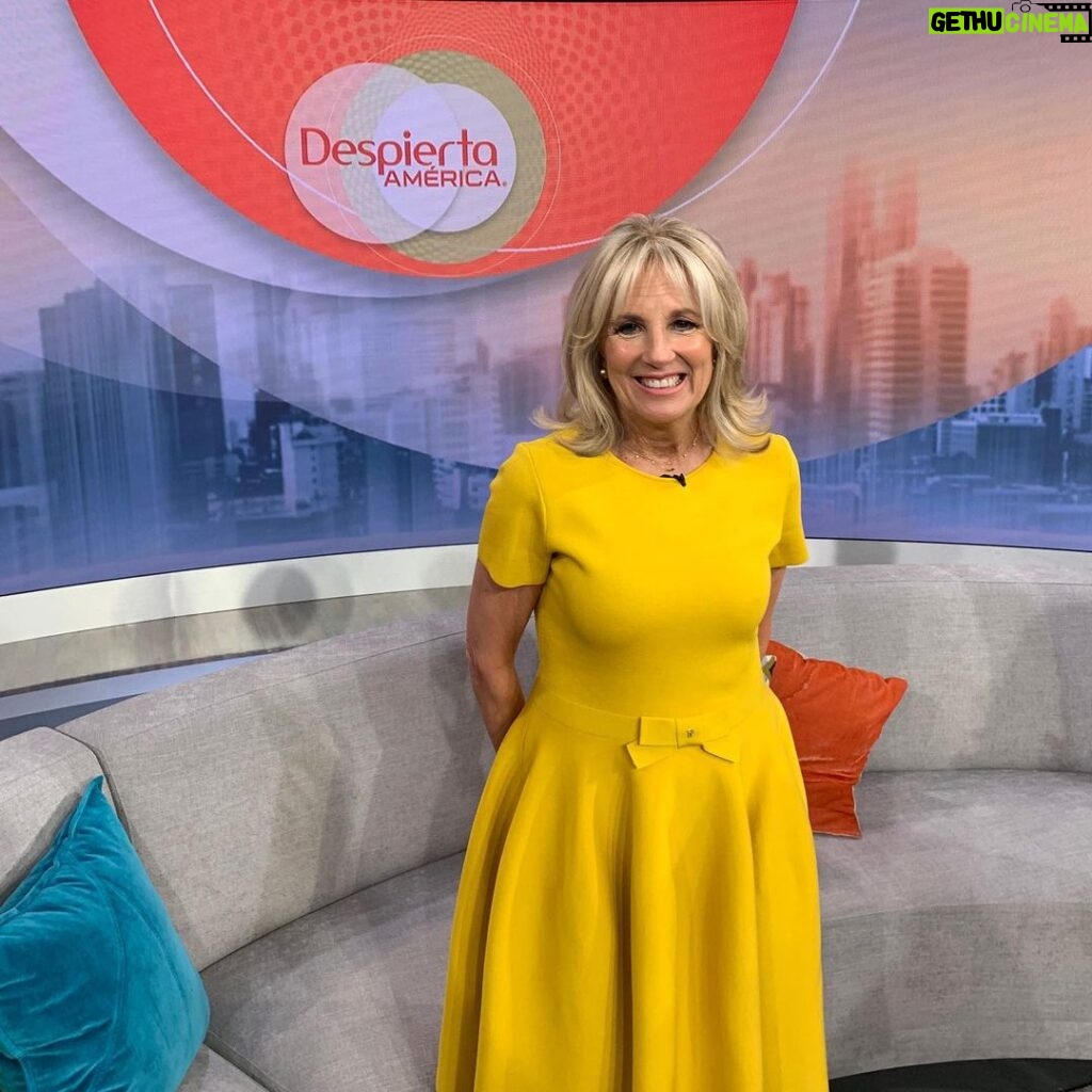 Jill Biden Instagram - Univision, thank you for having me in your studio today! Had so much fun on set of Despierta America sharing my story and inspiration for #wherethelightenters