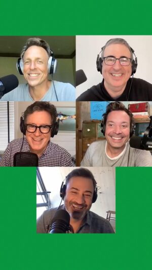 Jimmy Kimmel Instagram - MAJOR LIFE UPDATE - for the remainder of the strike @StephenAtHome, @JimmyFallon, @SethMeyers, John Oliver & I are joining forces for a new podcast called @StrikeForceFive. Hear the first episode tomorrow 8/30. ALL proceeds (thanks to @Casamigos and @MintMobile) go to support our out of work staffs. LINK IN BIO.