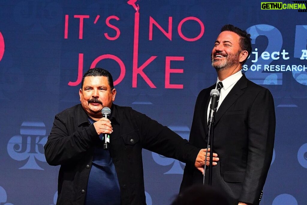 Jimmy Kimmel Instagram - There are so many to thank for this incredible night of laughter and human togetherness - first, my friends @SarahKateSilverman, @TheRealJeffreyRoss, @NickKroll, @PattonOswalt, @IamGuillermo, @MarkRober & @Cletesiii for immediately agreeing to fly to Vegas to be part of it. @CaesarsEntertainment, Jason Perryman, Jason @Gastwirth and @Sean_J_McBurney for putting us up in my Vegas “hometel.” Ferren Rajput and @ONEflightInternational for donating flights. To the gang at @KimmelsComedyClub, @DamianCosta96 & @JimGentleman for making it happen. To Jenifer Estess and @ProjectALS for their heroic and selfless work to cure this shitty disease and mostly to my Godson @JoeyDoesALS for inspiring me and so many with his spirit, insight and courage as he fights this monster. To donate to Project ALS, go to the link in my bio and may you or someone you love never need their help.