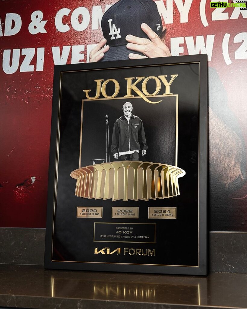 Jo Koy Instagram - The Forum presented me with a plaque. First comedian to sell out the forum 6 times. I’m living a dream. I love you L.A. !