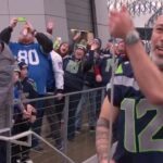 Jo Koy Instagram - Throwing it back to @jokoy raising the @12s flag last Sunday. Who shall it be tonight? 🫡