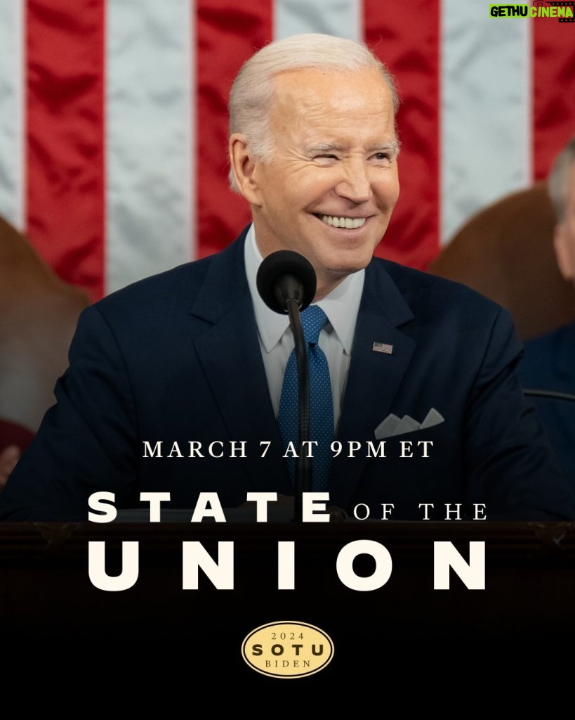 Joe Biden Instagram - I’m headed to the Capitol tonight to deliver my State of the Union address. Join us at 9pm ET to hear how far we’ve come in building the economy from the middle out and the bottom up and the work we have left to lower costs and protect our freedoms against MAGA attacks.