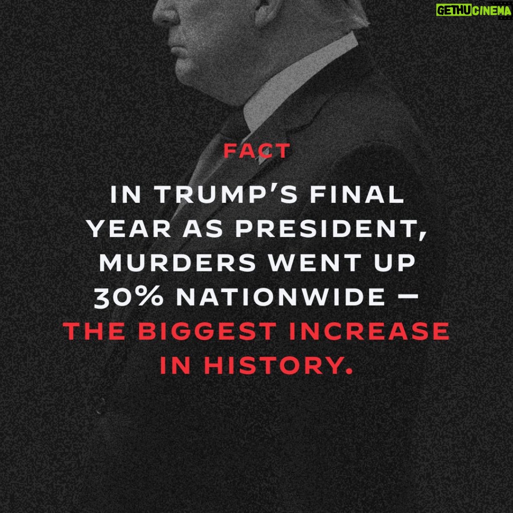 Joe Biden Instagram - America is safer today than when I took office. Last year, the murder rate saw the sharpest decrease in history and violent crime fell to one of the lowest levels in more than 50 years.